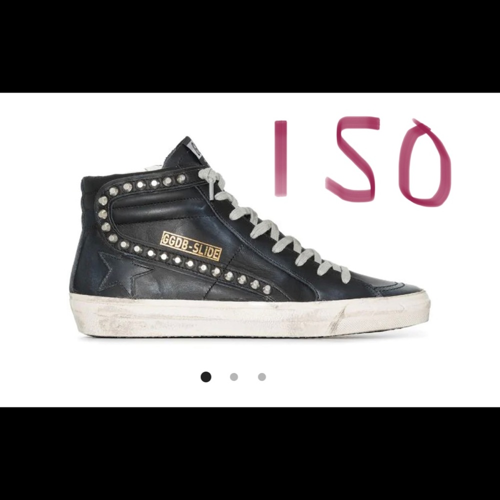 ISO GGDB BLACK LEATHER STUDDED SLIDES
